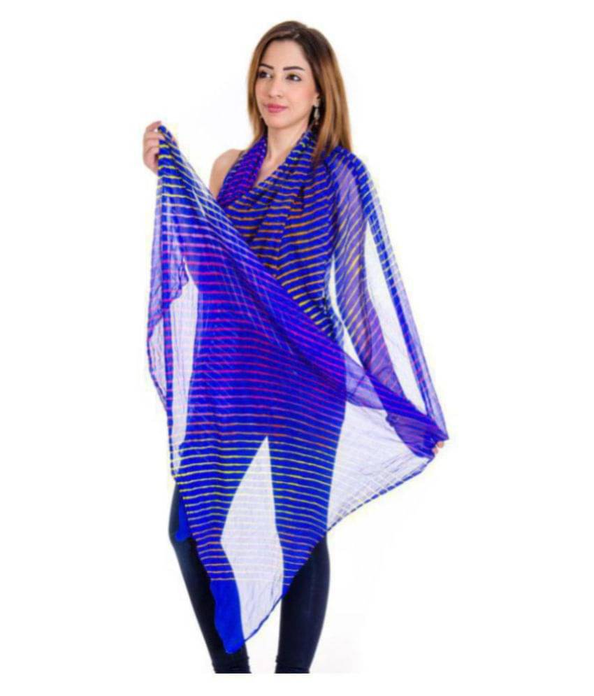 Raj Blue Chiffon Leheria Dupatta - Single Raj Blue Chiffon Leheria Dupatta - Single
