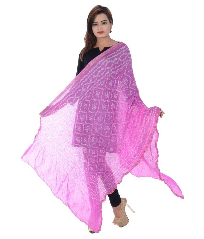     			Raj Pink Art Silk Bandhej Dupatta - Single