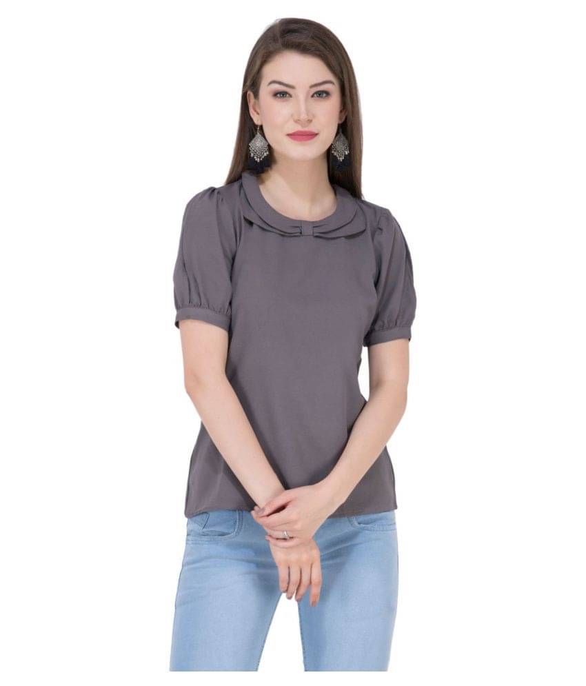 SAAKAA Women's Rayon Regular Top ( Grey ) SAAKAA Women's Rayon Regular Top ( Grey )