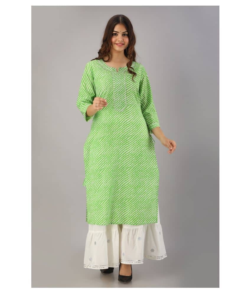 FABRR - Green Straight Cotton Women's Stitched Salwar Suit ( Pack of 1 )