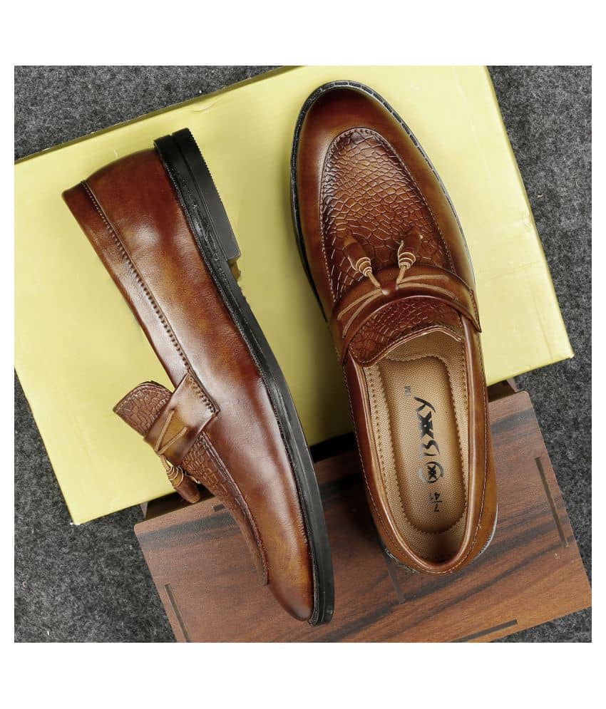 YUVRATO BAXI Tassel Artificial Leather Tan Formal Shoes - Formal Shoes | Buy online on ZillyBuy