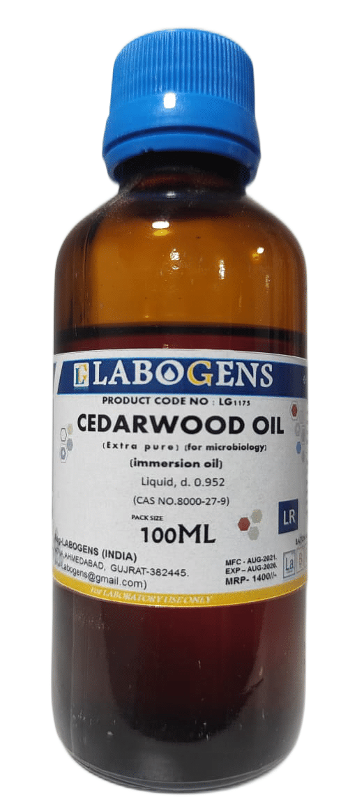     			LABOGENS CEDARWOOD OIL Extra Pure 100ML (for microbiology),(immersion oil)  Liquid, d. 0.952