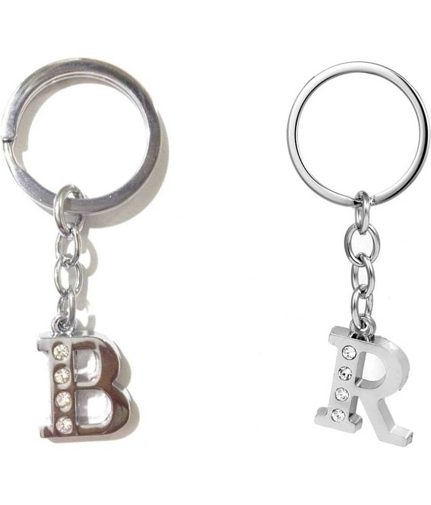 Americ Style Combo offer of Alphabet ''B & R'' Metal Keychains (Pack of 2)