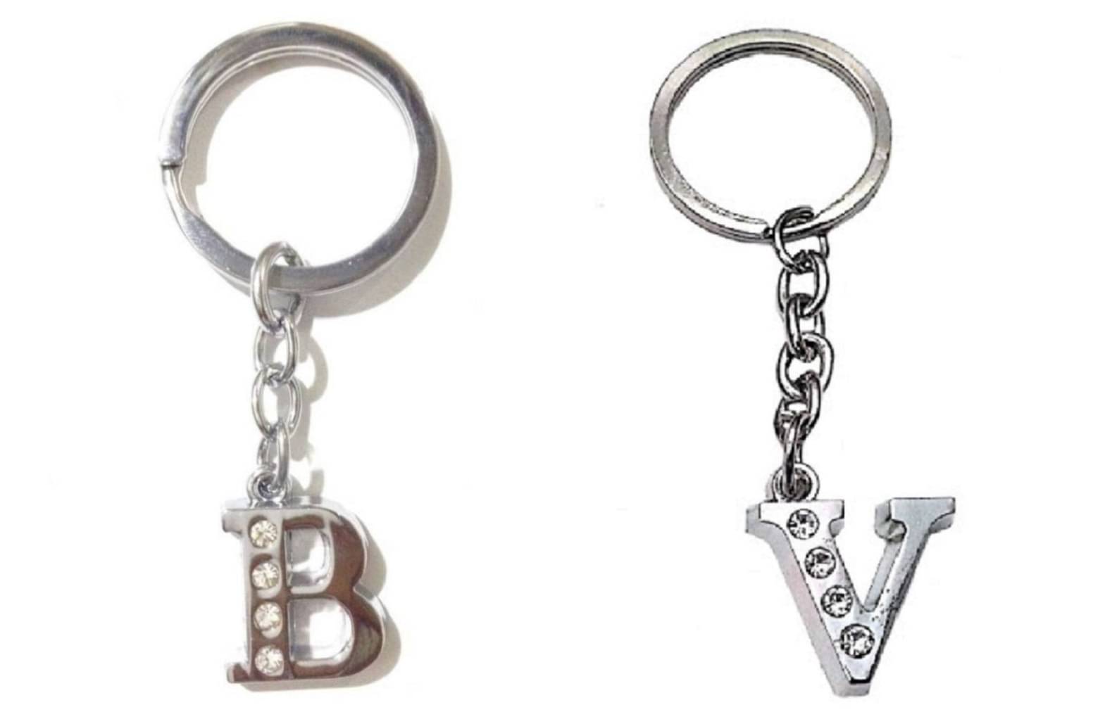     			Americ Style Combo offer of Alphabet ''B & V" Metal Keychains (Pack of 2)