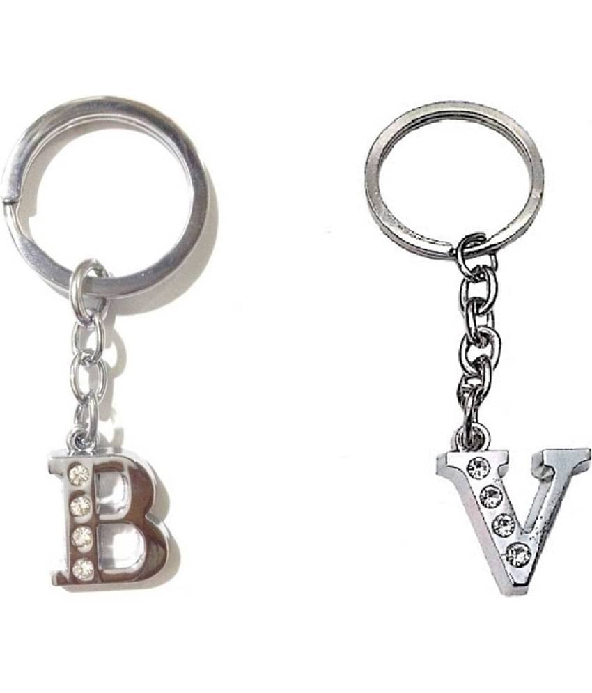 Americ Style Combo offer of Alphabet ''B & V" Metal Keychains (Pack of 2)
