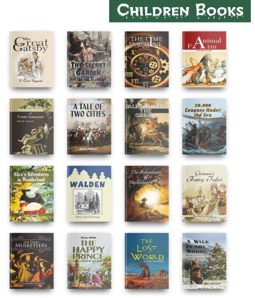     			Most Fascinating Children Books Set Of 16, This Children Story Books Set Contains Books Like The Great Gatsby, The Secret Garden, Time Machine, Animal Farm, Alexander The Great And Many More