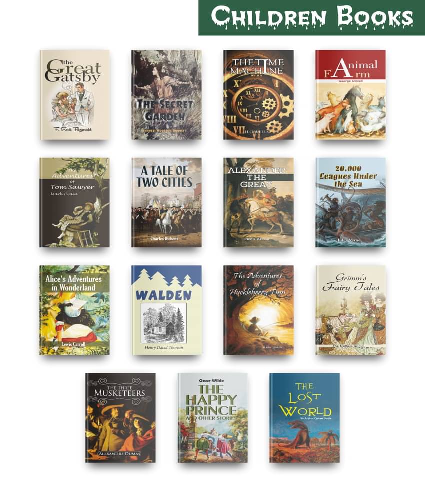 Most Fascinating Children Books Set Of 15, This Children Story Books Set Contains Books Like The Great Gatsby, The Secret Garden, Time Machine, Animal Farm, Alice In Wonderland Book And Many More     			Most Fascinating Children Books Set Of 15, This Children Story Books Set Contains Books Like The Great Gatsby, The Secret Garden, Time Machine, Animal Farm, Alice In Wonderland Book And Many More