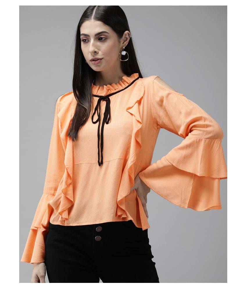     			The Dry State Women's Rayon Regular Top ( Peach )