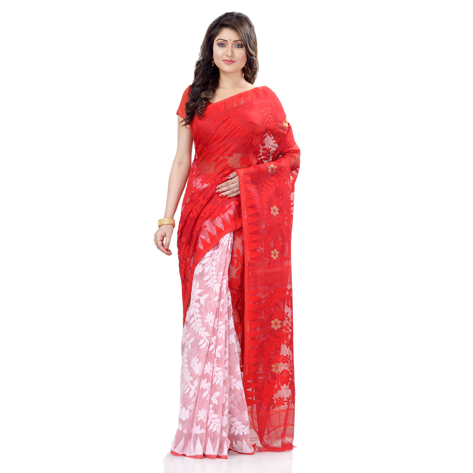     			Desh Bidesh Bengal Handloom Saree Without Blouse Piece ( White )