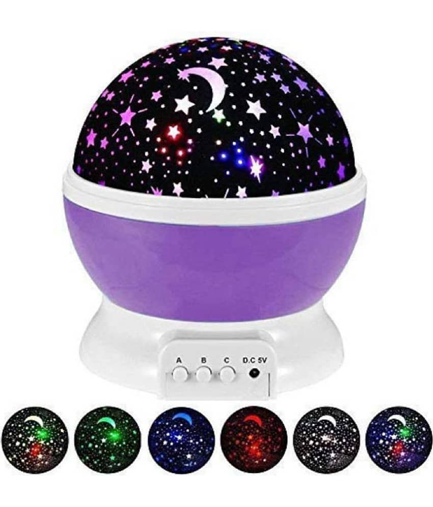 Expert Star Master Colorful LED 360 Degree Rotating Moon Light Projector Night Lamp with USB Cable Kids Room Night Bulb - Pack of 1 - Electricals | Buy online on ZillyBuy
