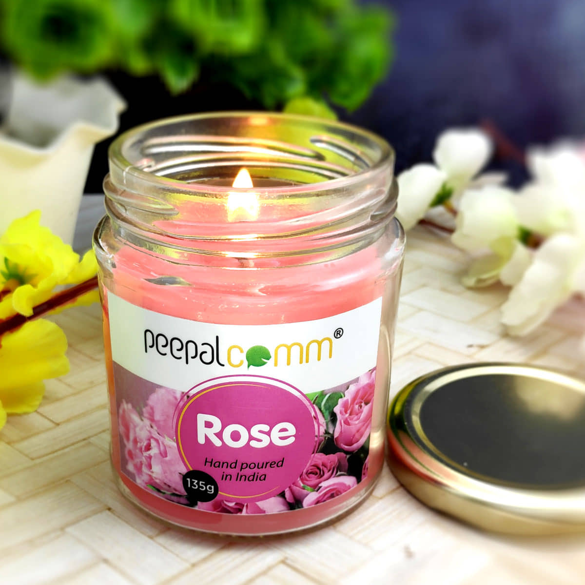 Peepalcomm Pink Jar Candle - Pack of 1