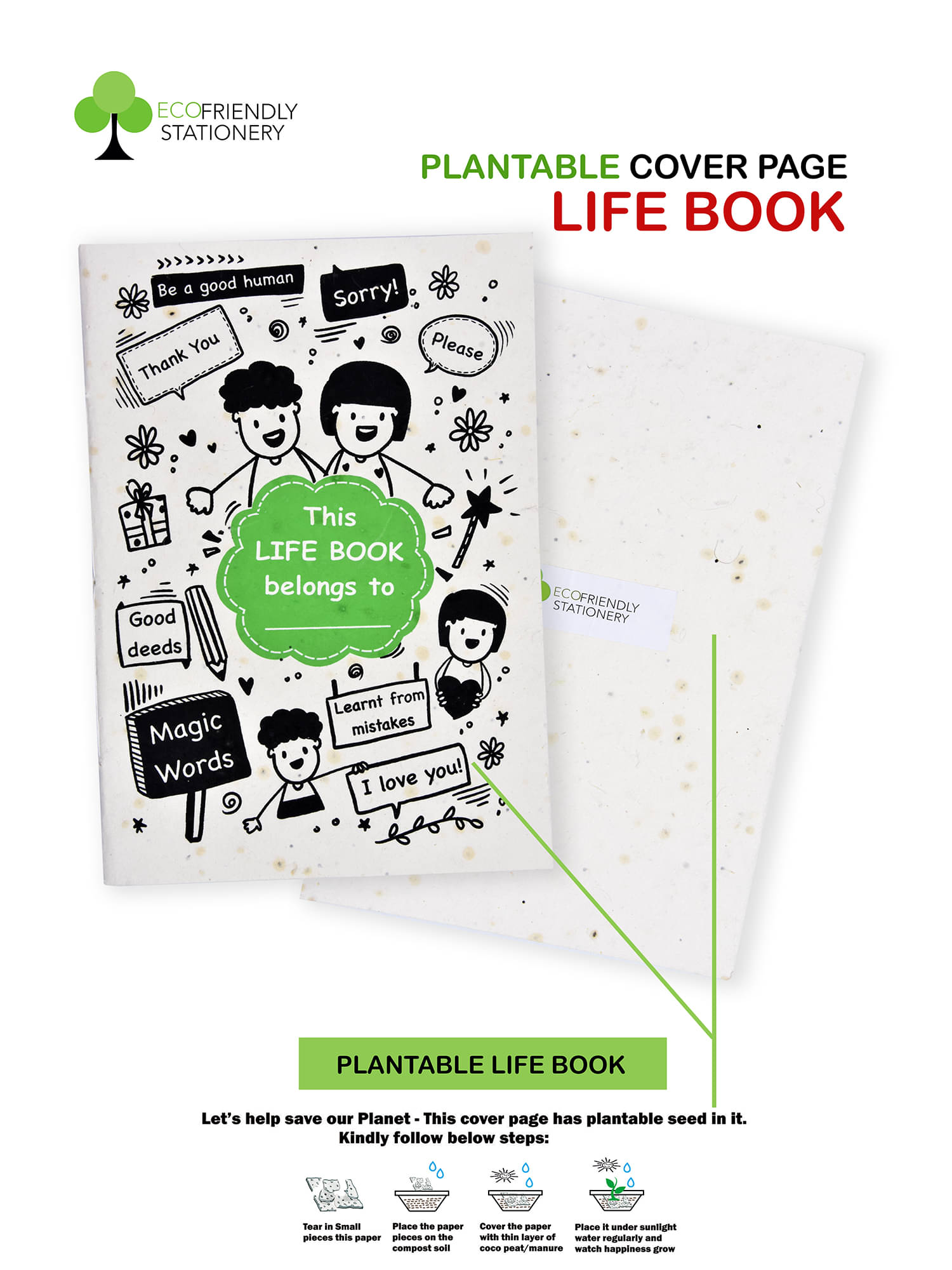 Recyclable Paper LIFEBOOK with seed pages. Recyclable Paper LIFEBOOK with seed pages.