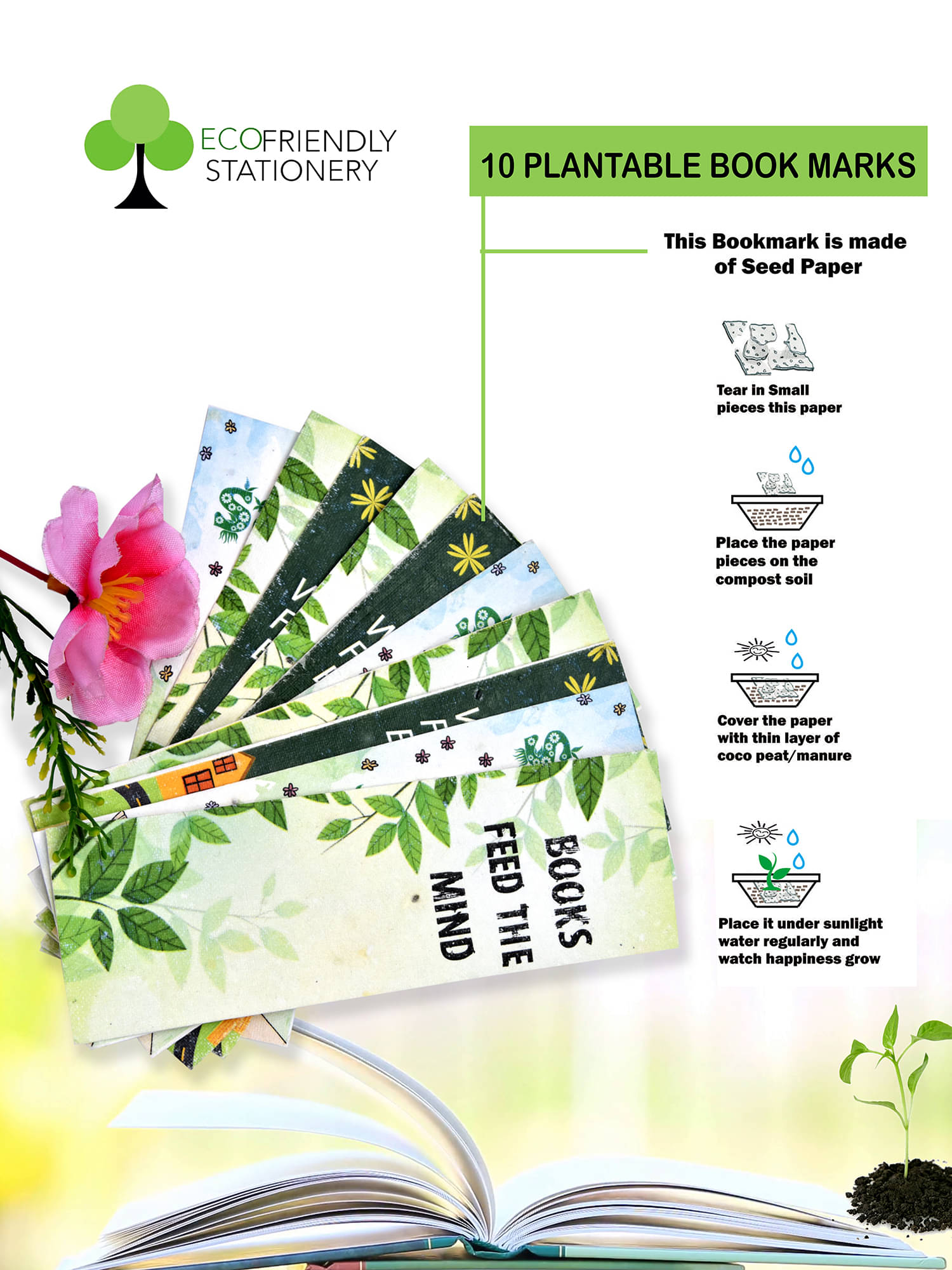     			Recyclable Paper Plantable Seed BookMark(10 PCS IN SINGLE PACKAGE)