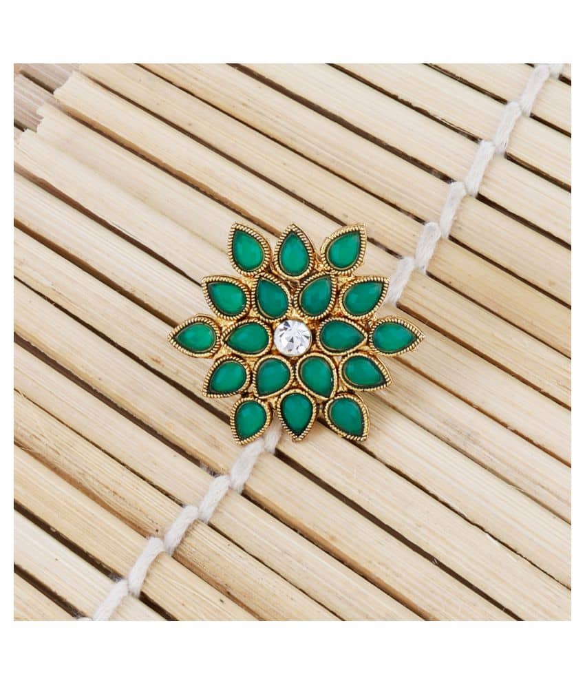 Adjustable Floral Crystal Shine  Designe Finger Ring For Women And Girl