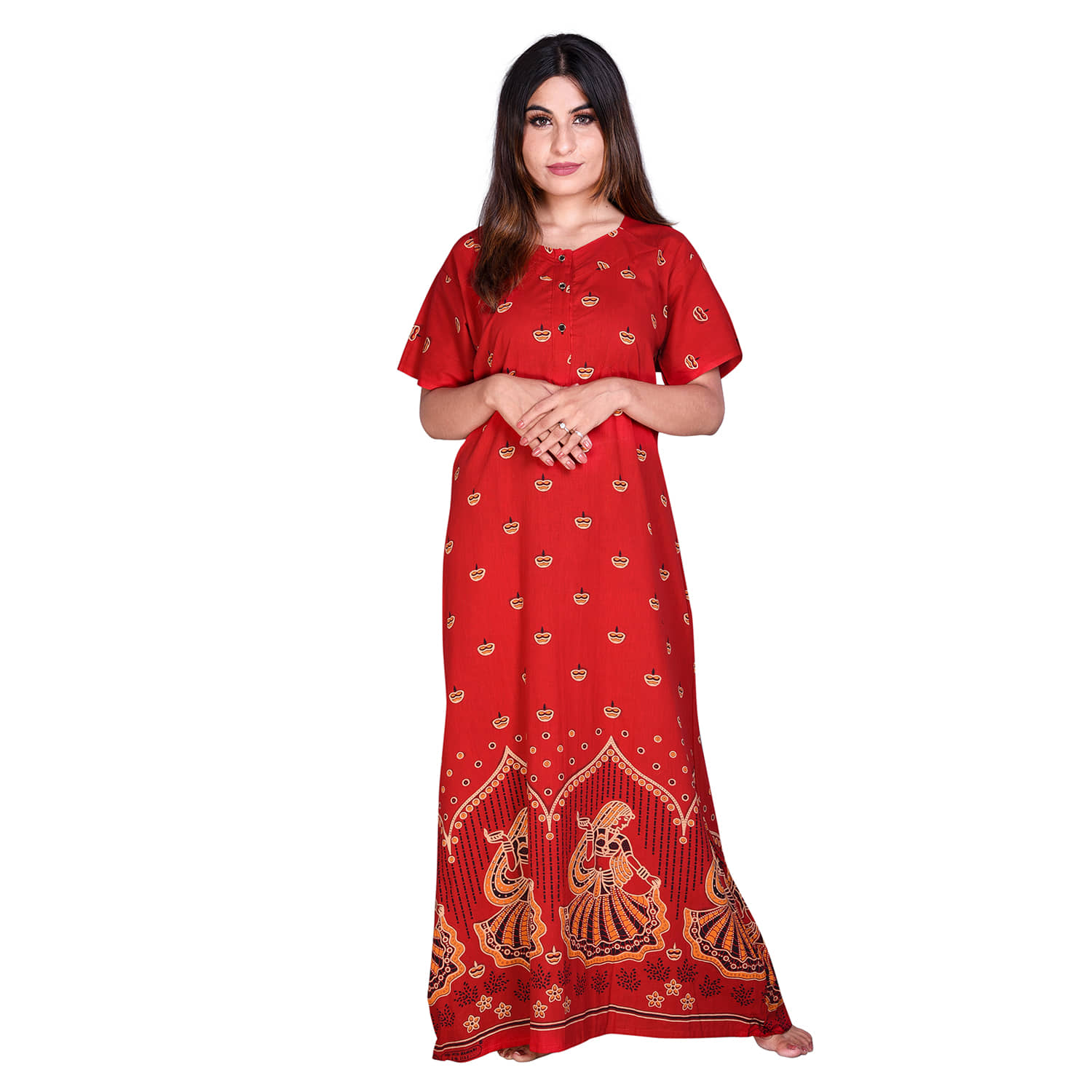Apratim Cotton Nighty & Night Gowns - Red Single - Nightwear & Loungewear | Buy online on ZillyBuy