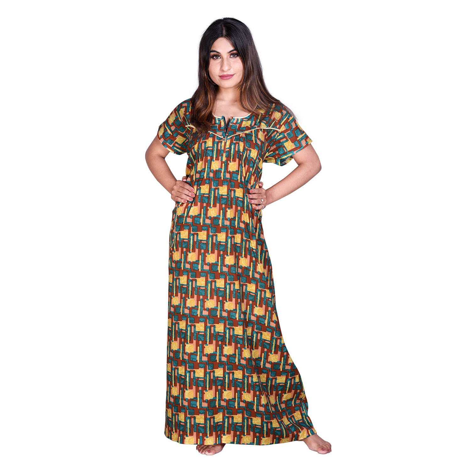     			Apratim Cotton Nighty & Night Gowns - Multi Color Single