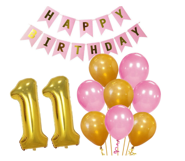     			Blooms Event Memorable   11th  HBD   pink  and Golden combo set