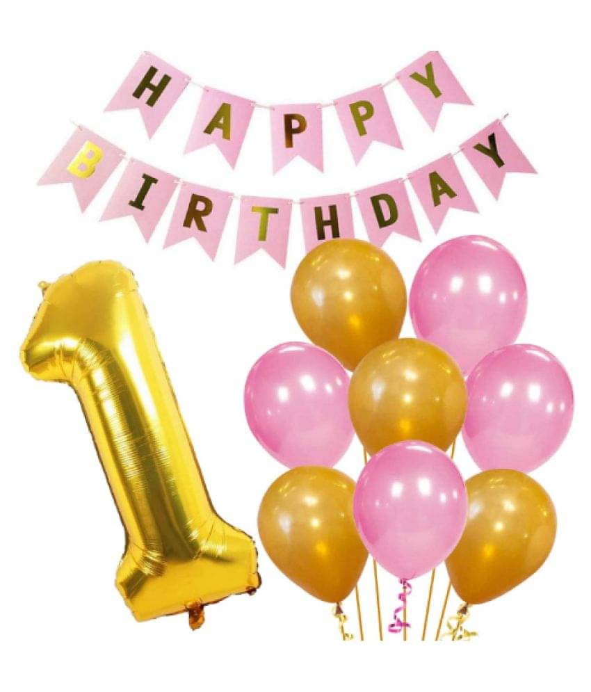     			Blooms Event Memorable   1st  HBD   pink and Golden combo set