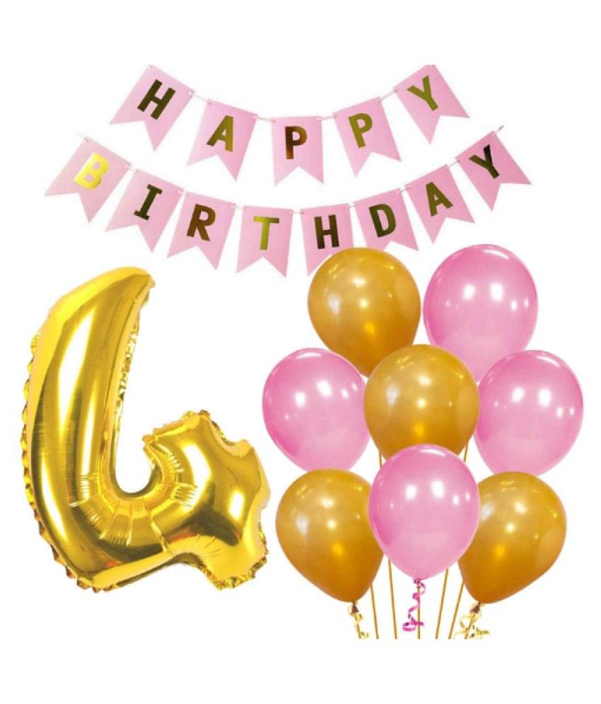     			Blooms Event Memorable   4th   HBD   pink  and Golden combo set