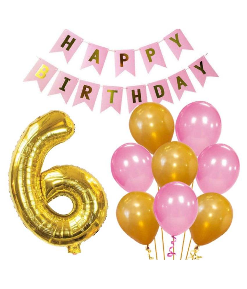     			Blooms Event Memorable   6th  HBD   pink  and Golden combo set