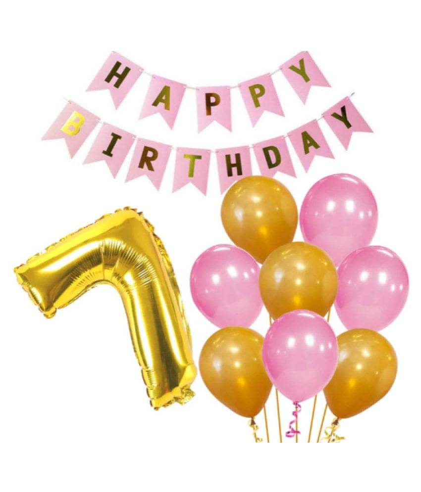     			Blooms Event Memorable   7th  HBD   pink  and Golden combo set