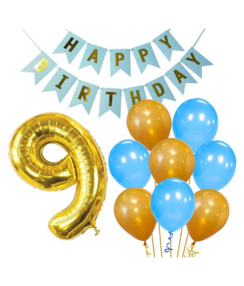     			Blooms Event Memorable  9th  HBD   Blue and Golden combo set