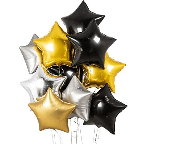     			Blooms Event Special  Black, Golden, silver star foil balloon combo set