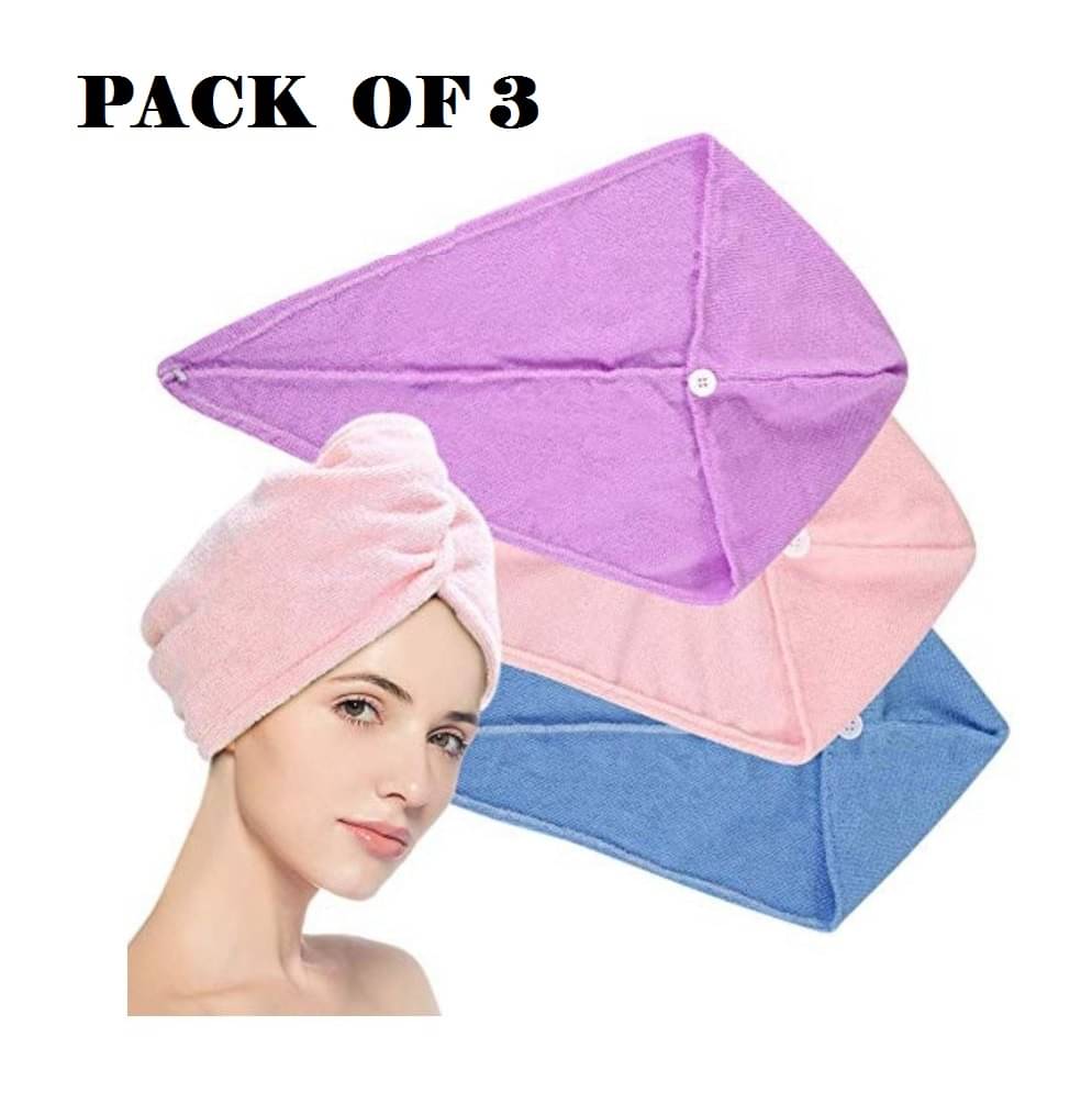 GLOBLE ENTERPRISE SET OF 3 Hair Towel Wrap Absorbent Towel Hair-Drying Quick Dry Shower Caps Bathrobe Magic Hair Warp Towel Super Quick-Drying Microfiber Bath Towel Hair Dry Cap Salon Towel GLOBLE ENTERPRISE SET OF 3 Hair Towel Wrap Absorbent Towel Hair-Drying Quick Dry Shower Caps Bathrobe Magic Hair Warp Towel Super Quick-Drying Microfiber Bath Towel Hair Dry Cap Salon Towel