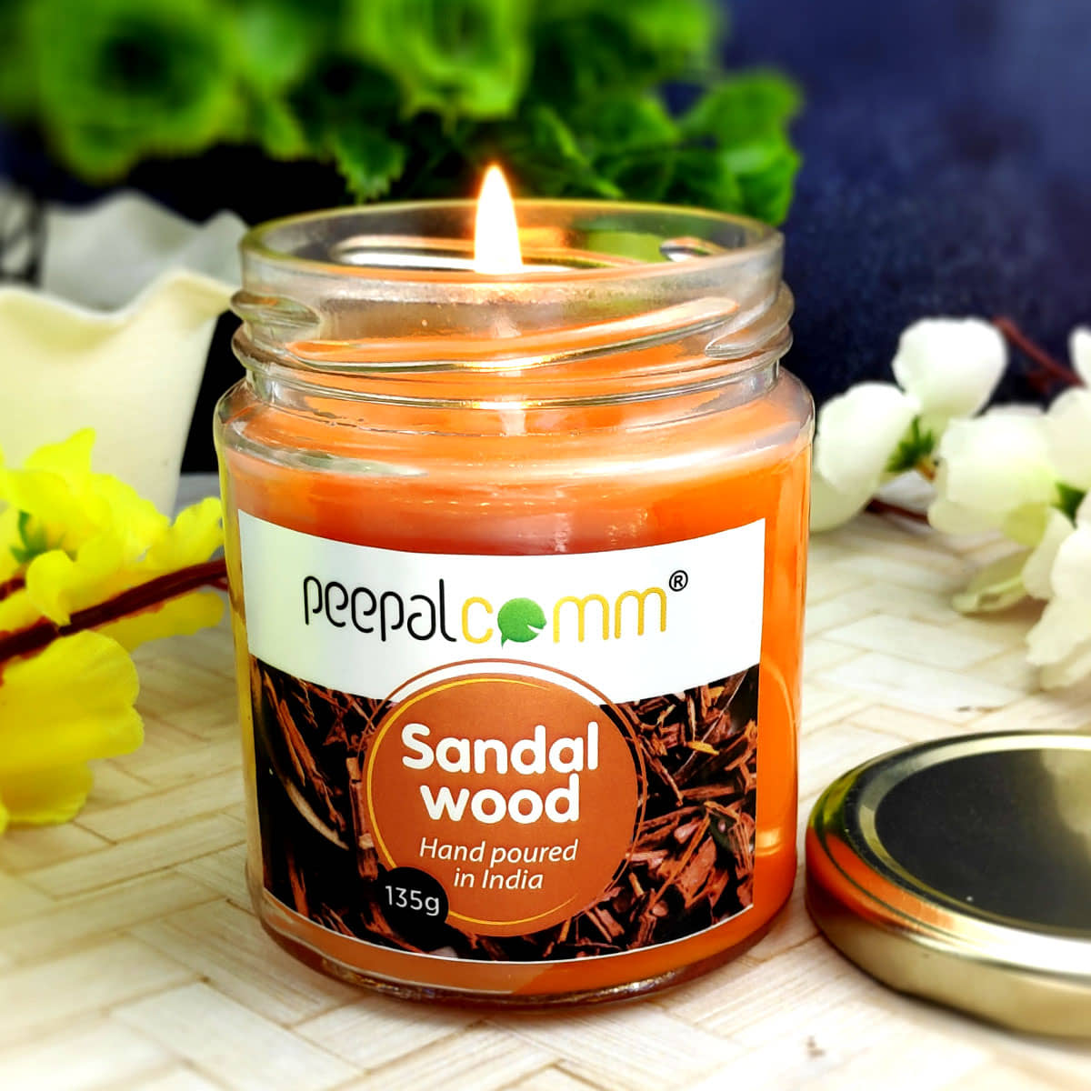 Peepalcomm Orange Jar Candle - Pack of 1