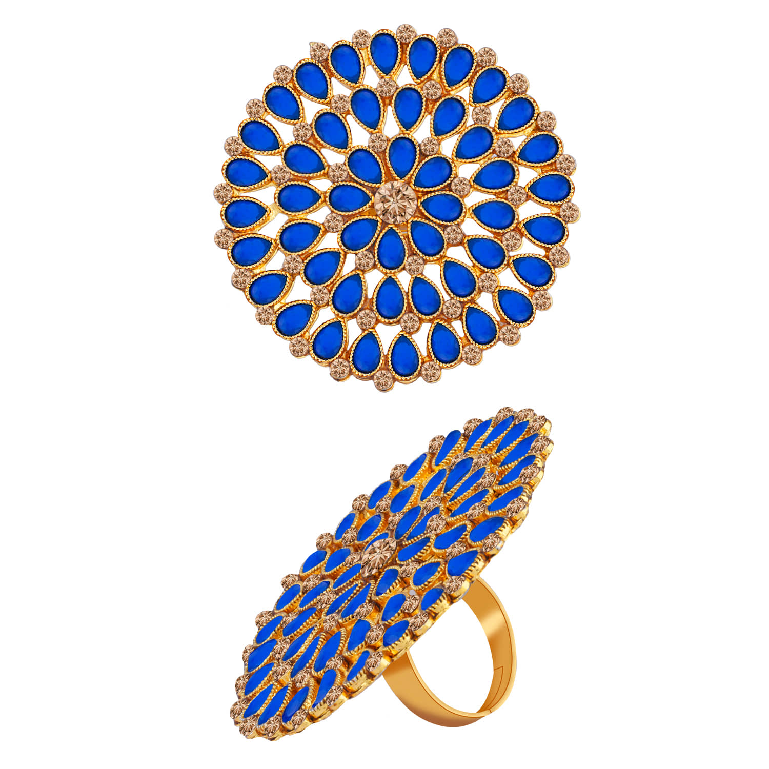 Round Gold Tone Adjustable Designer Finger Ring For Women And Girl