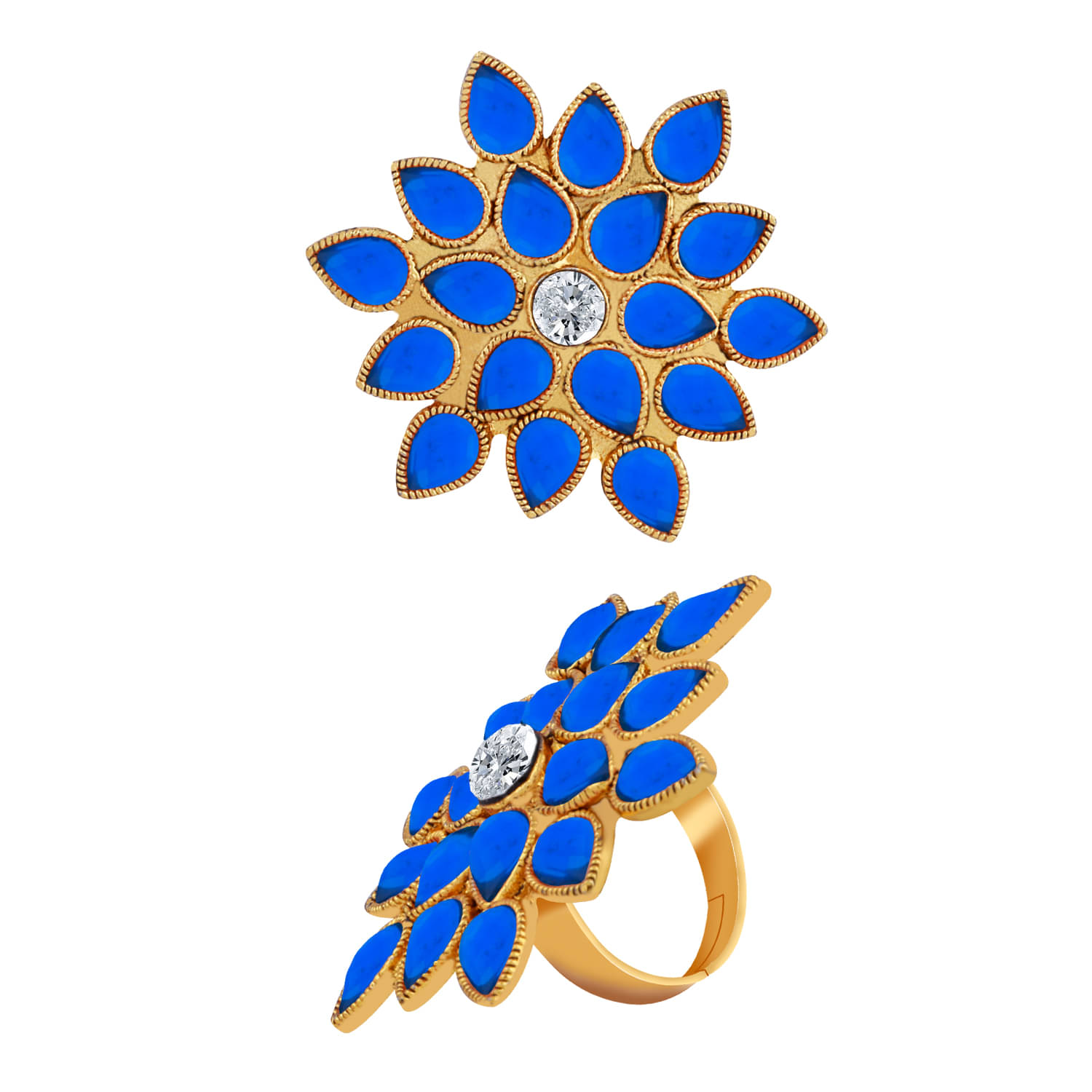     			Stylish Adjustable Floral Designe Finger Ring For Women And Girl
