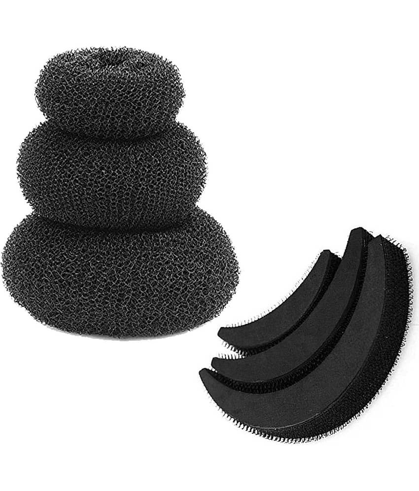 VSAKSH Women's Black Banana Bumpits Puff Maker & Donut Hairstyle Accessories Set Of 3Pcs - Jewellery Sets | Buy online on ZillyBuy