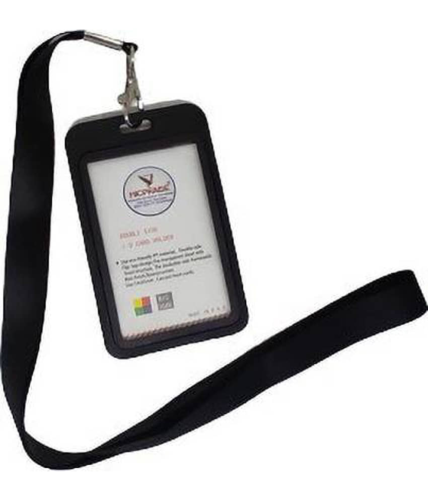 Black silk Lanyard with Plastic Card holder - Stationery | Buy online on ZillyBuy