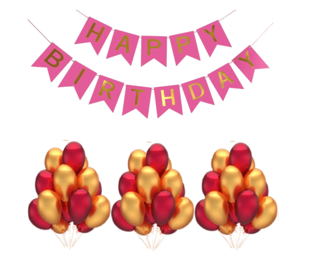     			Blooms Event HBD Pink Banner and Amazing  Metallic Balloon combo set ( Pack  of 21 )