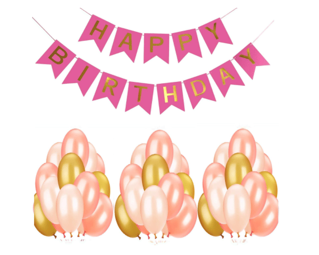     			Blooms Event HBD Pink Banner and Amazing  Metallic Balloon combo set ( Pack  of 21 )