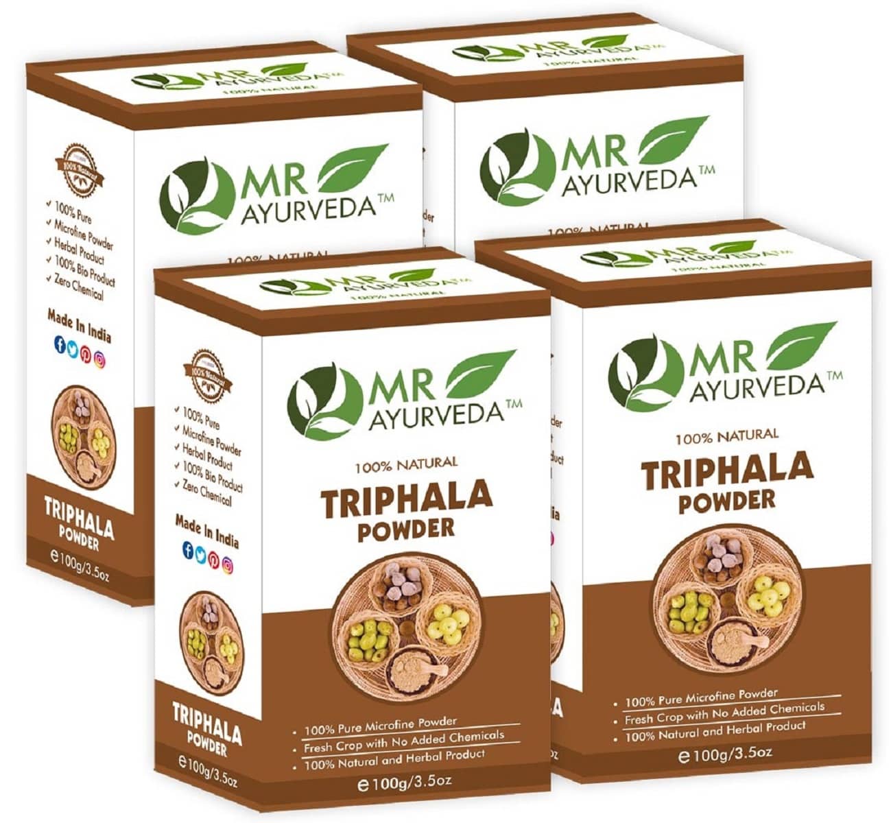 MR Ayurveda 100% Natural Triphala Powder Hair Scalp Treatment 400 g Pack of 4
