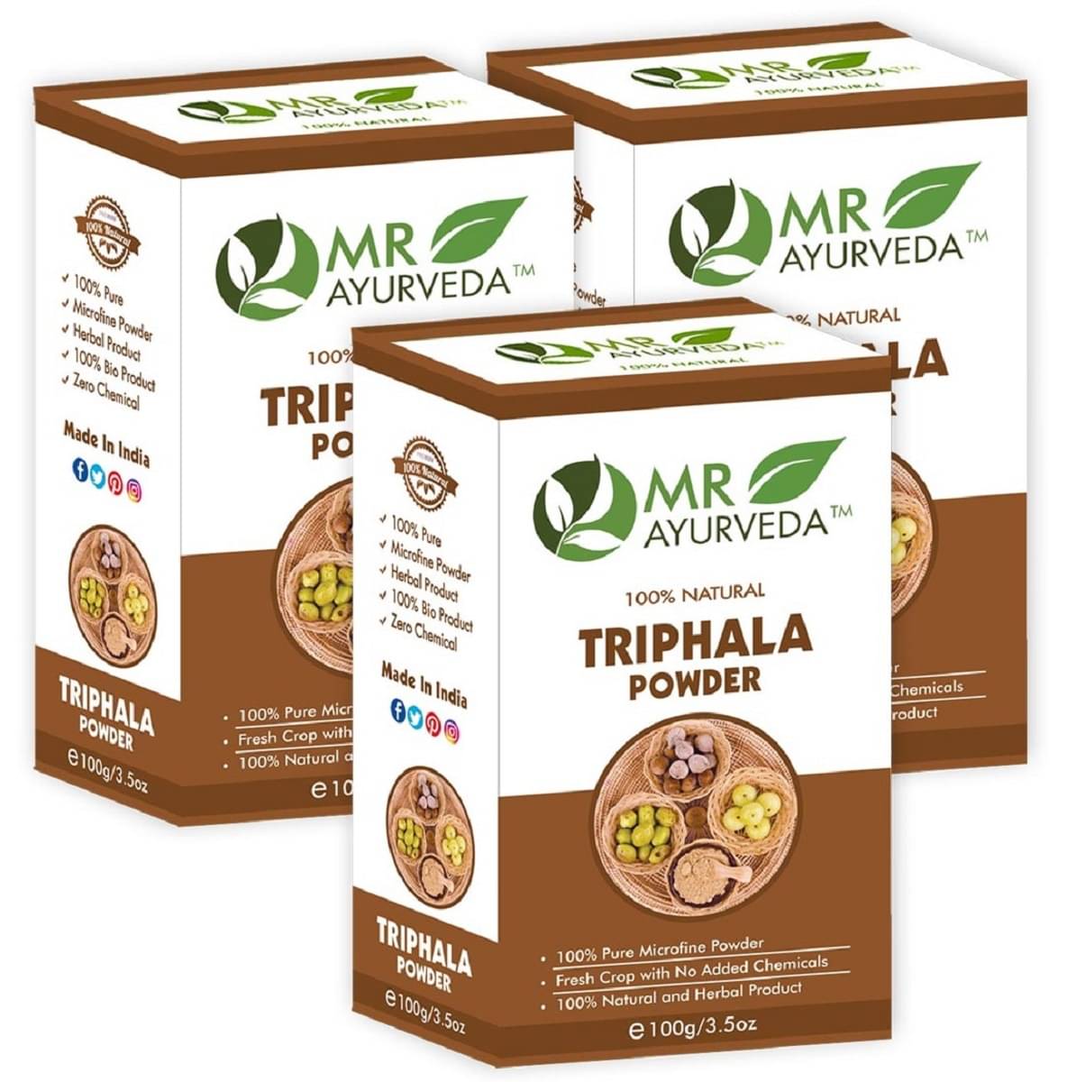     			MR Ayurveda Triphala Powder, Hair Care Hair Scalp Treatment 300 g Pack of 3