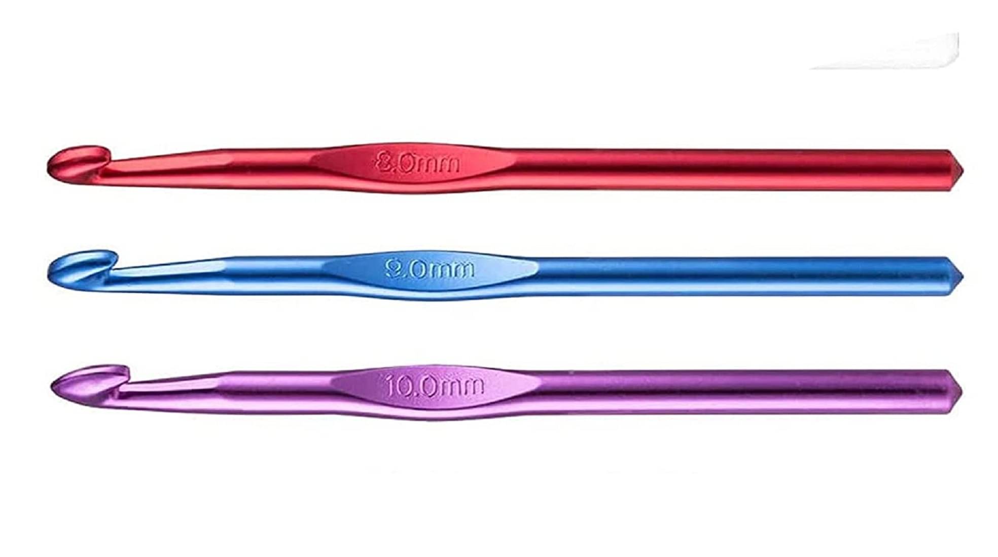     			PRANSUNITA Big Size Anodized Multicolor Aluminum Crochet Hooks for Crocheting, Knitting Needles, Yarn Craft Needle, Size -8.0, 9.0 & 10.0 mm, Pack of 3 pcs Jumbo Big Size