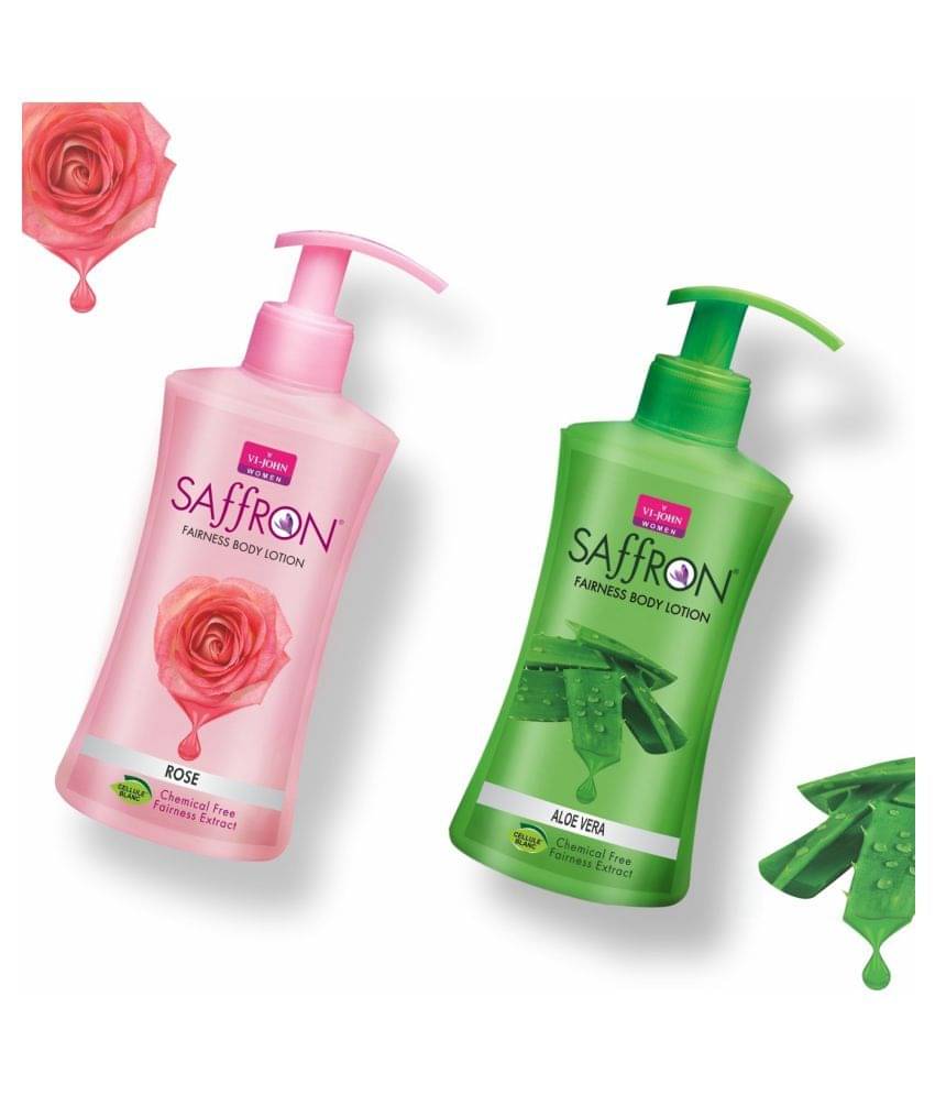     			VI-JOHN Saffron Fairness Body Lotion Rose & Aloevera 250ml Pack of 2