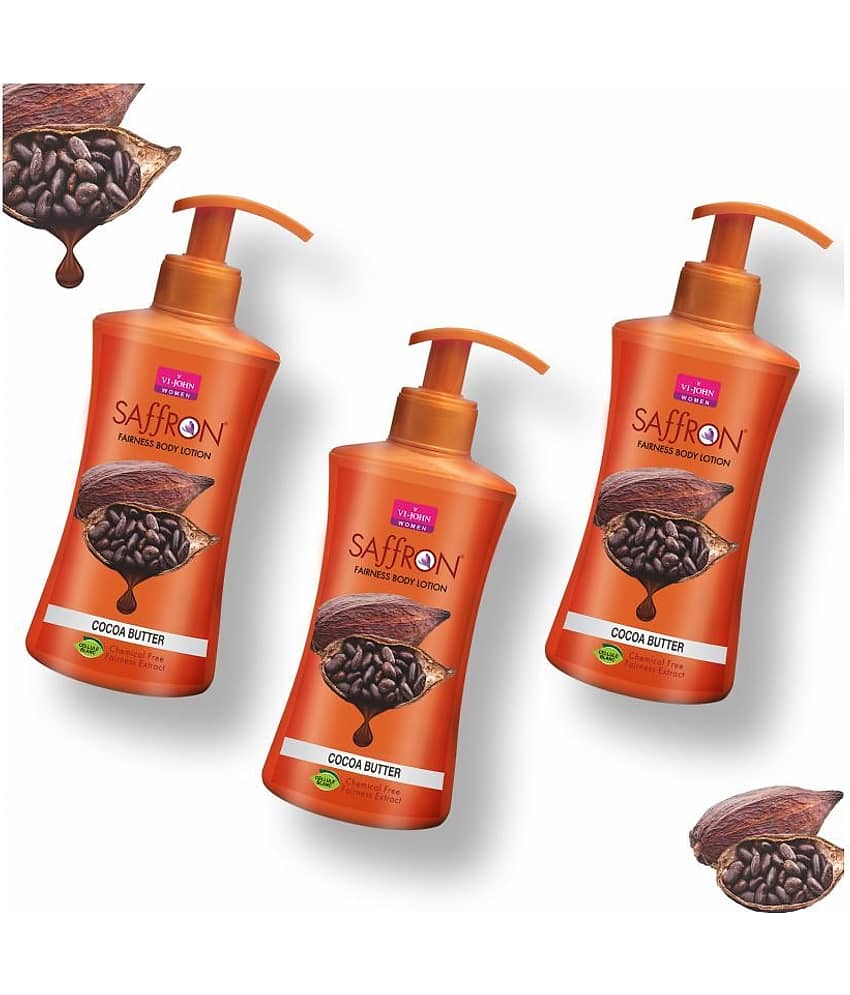 VI-JOHN Saffron Fairness Body Lotion Cocoa Butter 250ml Pack of 3