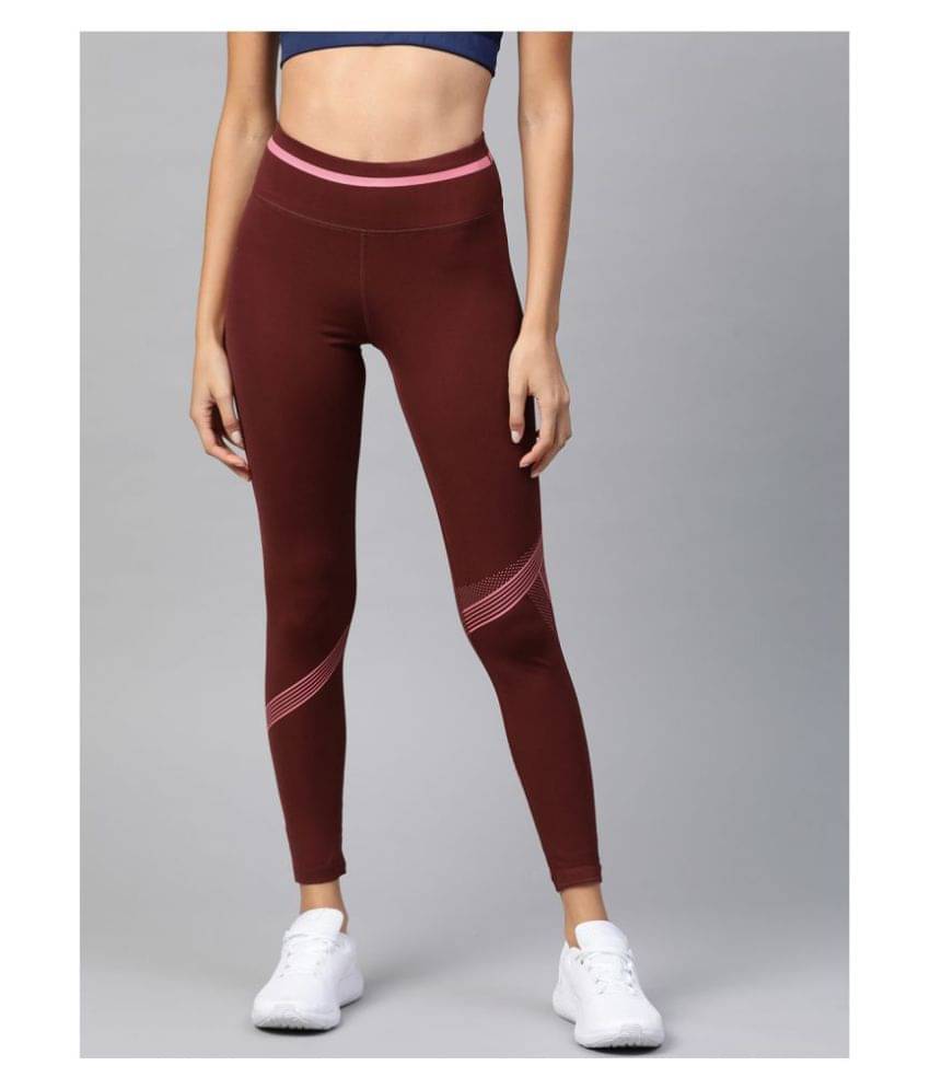     			Alcis Maroon Polyester Printed Tights - Single
