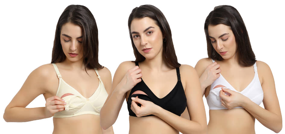 KYODO Pack of 3 Poly Cotton Non Padded Women's Everyday Bra ( Multi Color )