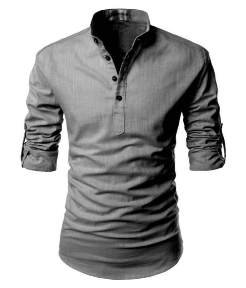 Life Roads Dark grey Cotton Kurta Single - Kurtas & Kurta Sets | Buy online on ZillyBuy