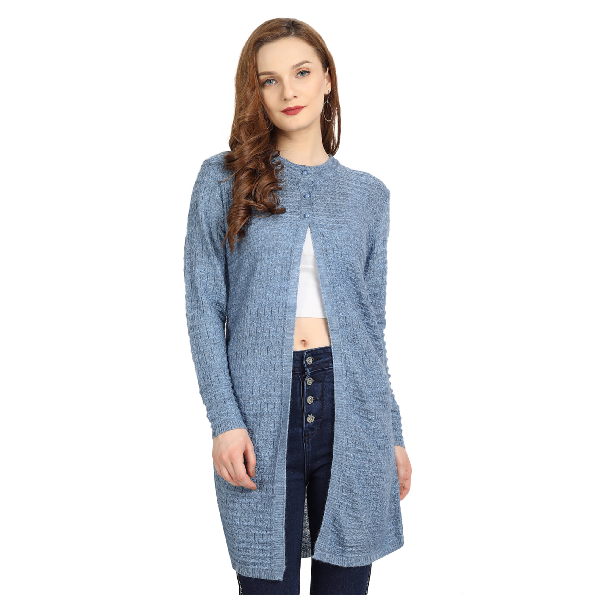 Clapton Acrylic Blue Buttoned Cardigans - Clapton Acrylic Blue Buttoned Cardigans -