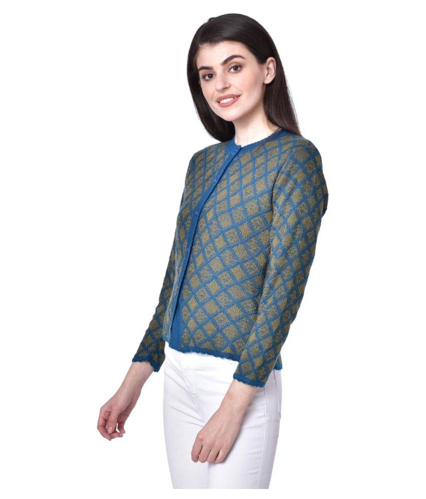 Clapton Acrylic Green Buttoned Cardigans -     			Clapton Acrylic Green Buttoned Cardigans -