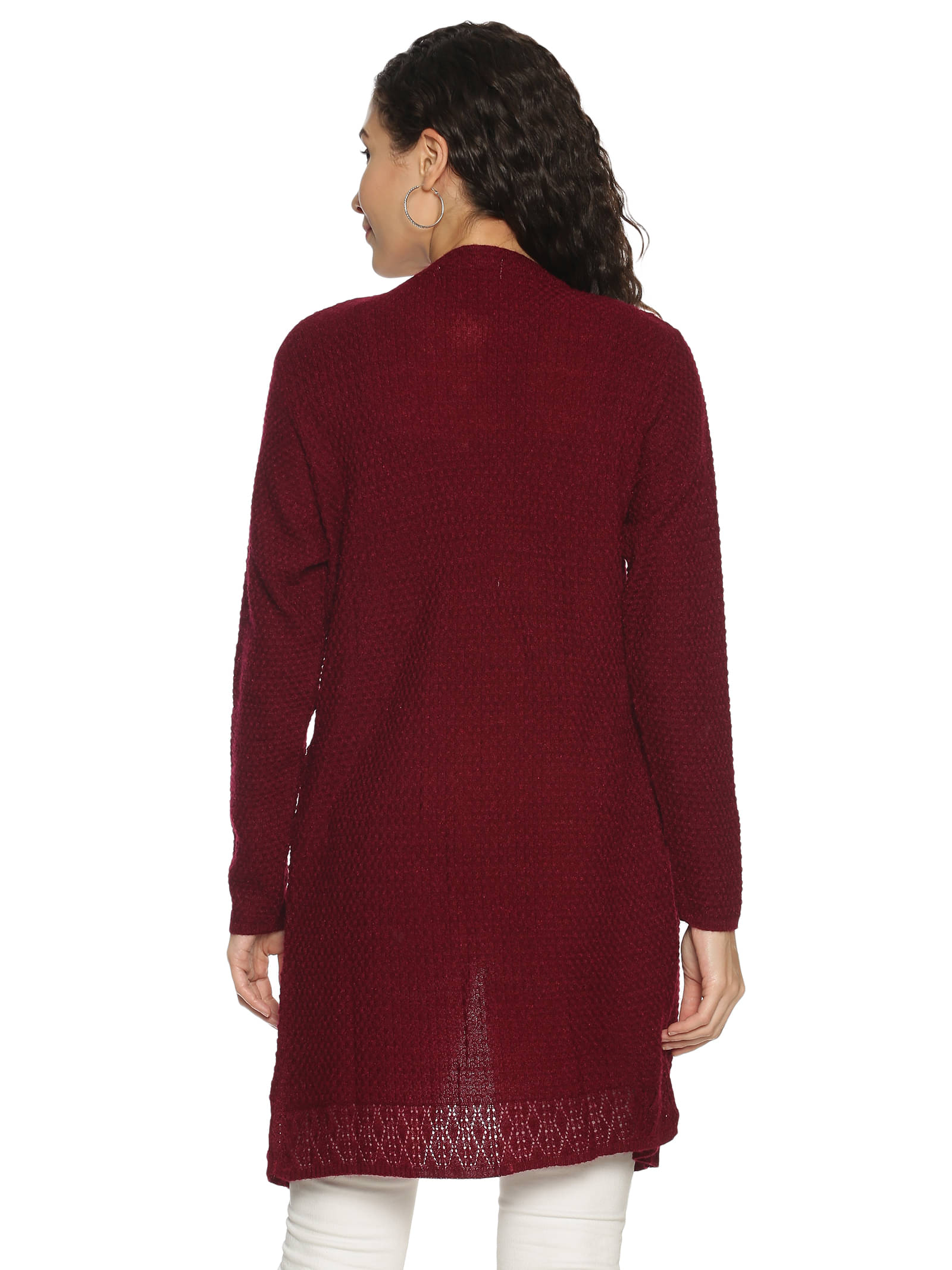     			Clapton Acrylic Maroon Buttoned Cardigans -