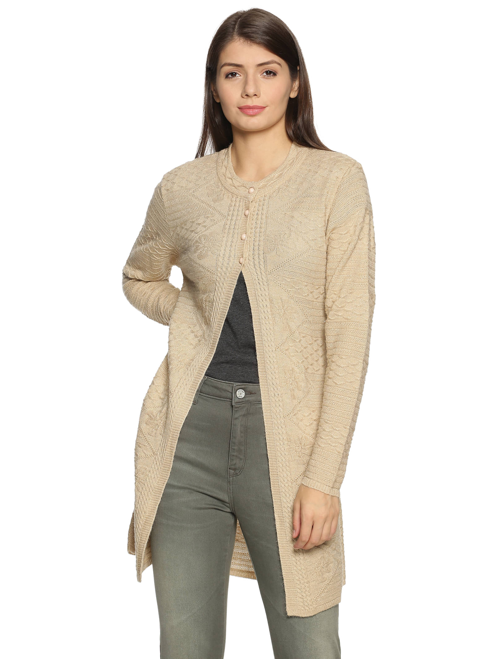 Clapton Acrylic Multi Color Buttoned Cardigans -     			Clapton Acrylic Multi Color Buttoned Cardigans -