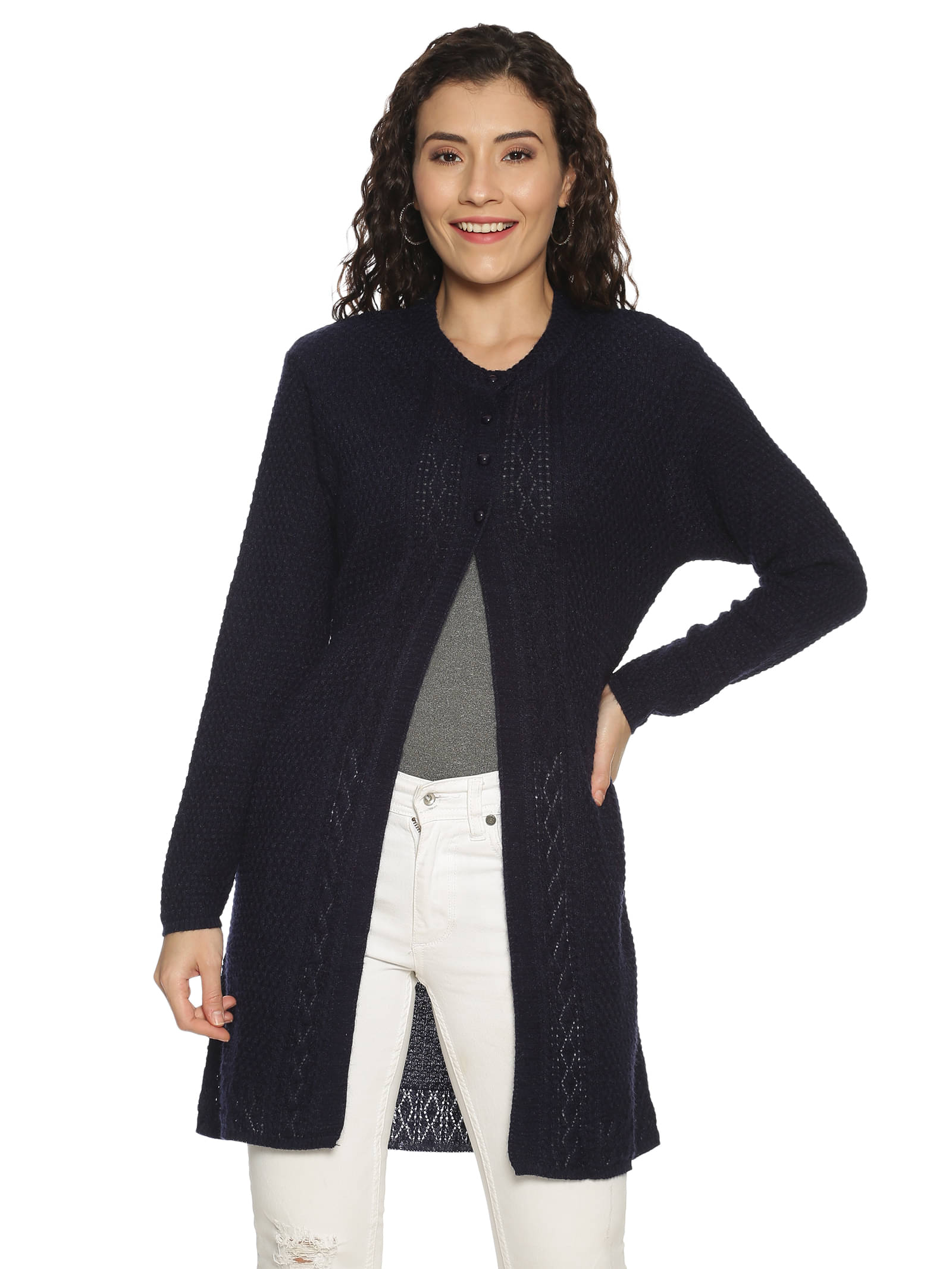 Clapton Acrylic Navy Buttoned Cardigans - Clapton Acrylic Navy Buttoned Cardigans -
