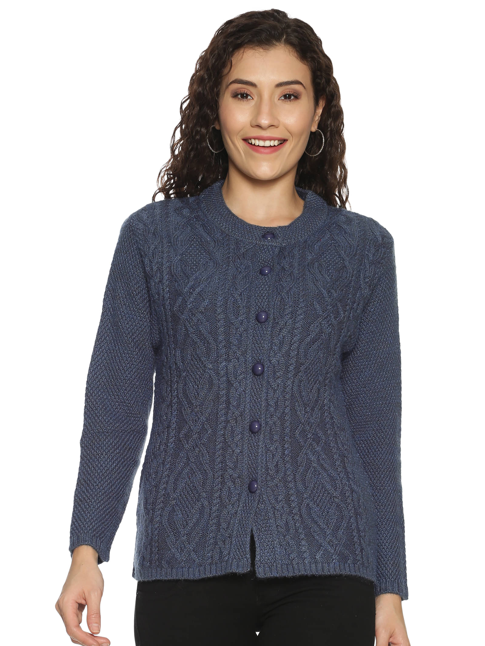 Clapton Acrylic Navy Buttoned Cardigans -     			Clapton Acrylic Navy Buttoned Cardigans -