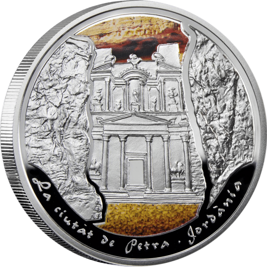     			10 Diners - Wonders of Ancient City of Petra, Les Meravelles Del Mon (Andorra) Non-Circulated Extremely Rare Silverplated Coin